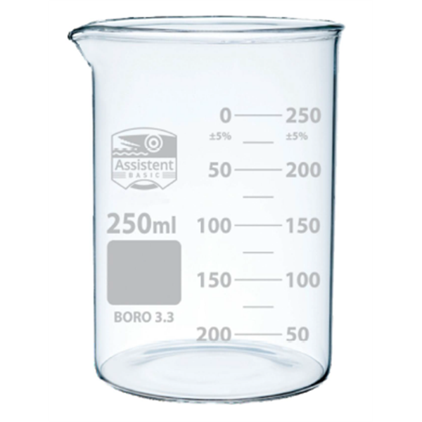 Becherglas, niedrige Form, mit Teilung, Borosilikatglas 3.3