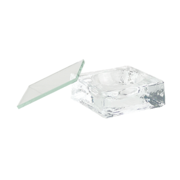 Lymphbecken Klarglas mit Deckscheibe, 40 x 40 x 16 mm