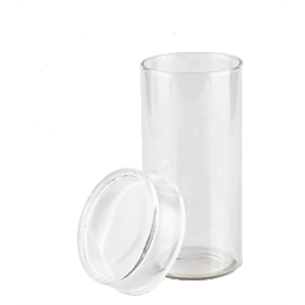 Färbezylinder aus Glas, rund, mit Deckel