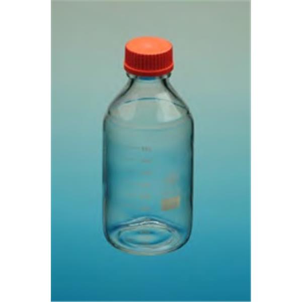 Gewindeflasche mit Teilung, Klarglas, Ausgießring aus ETFE, GL45